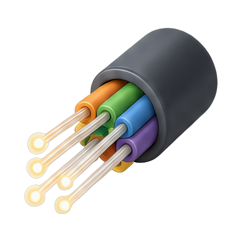 glowing fiber optic cables