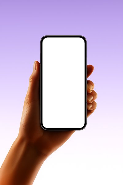 Smartphone Display in Hand with Gradient Background