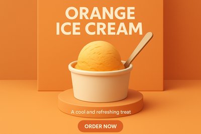 Vibrant Ice Cream Promotional Graphic Featuring Orange Flavor