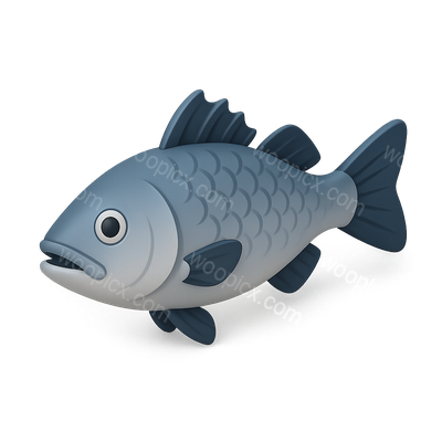 Stylized 3D Icon of a Sea Bass Fish in Isometric View