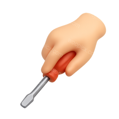 3D Hand Holding Screwdriver Icon with Isometric Design
