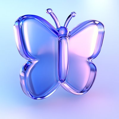 3D Rendered Glass Butterfly with Soft Gradient Colors