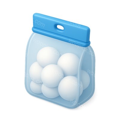 3D Icon of Cotton Balls in Transparent Bag