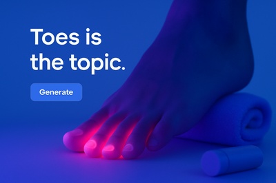 Neon Glow Toes with Blue Background