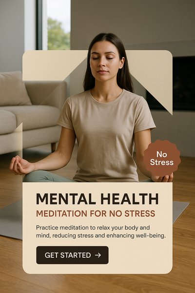 Serene Young Woman Meditating at Home for Mental Health