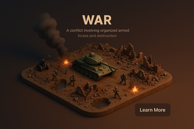 Detailed 3D Scene of War from a High Perspective