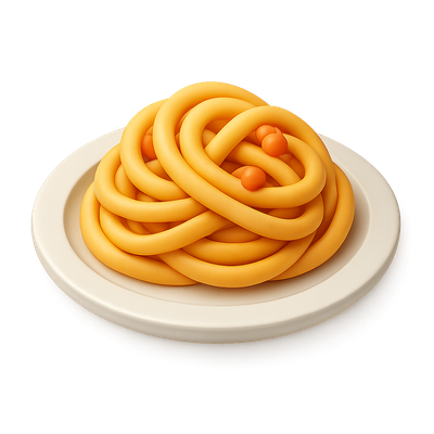 3D Isometric Pasta Icon with Volumetric Feel