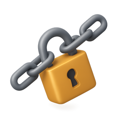 Stylish 3D Padlock Icon with Chain Design