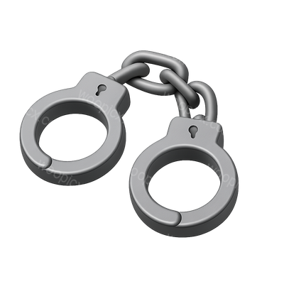 Stylish 3D Handcuffs Icon with Chain Connection