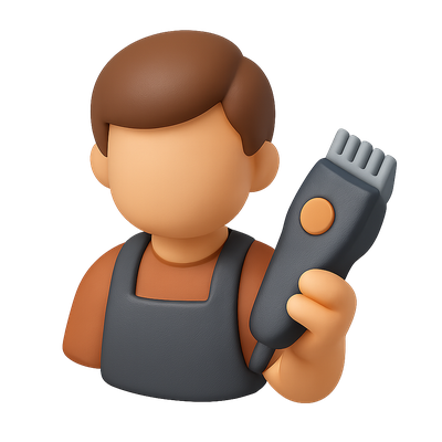 3D Barber Icon with Clippers in Isometric View