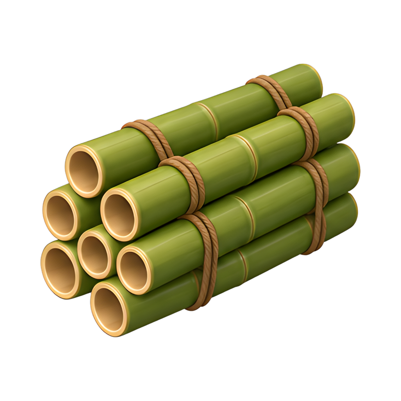 freshly cut bamboo poles