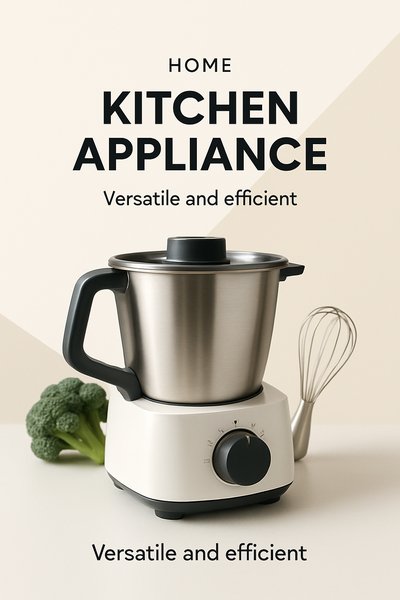 Modern Kitchen Appliance Advertisement with Women Cooking