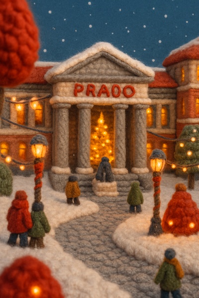 Festive Prado Museum Scene with Charming 3D Texture