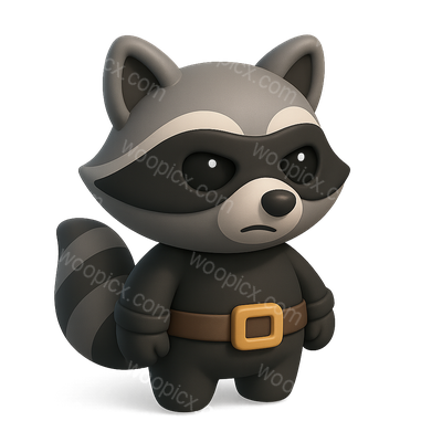 Stylized Cartoon Raccoon Character in Costume