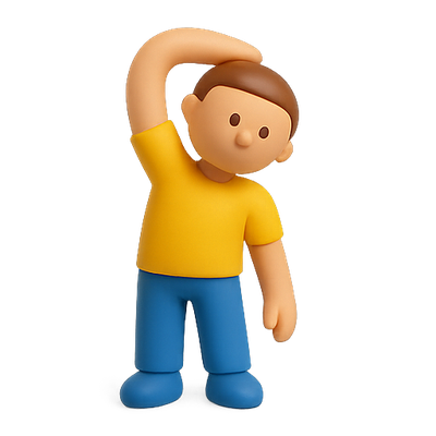 Playful 3D Character Stretching Pose