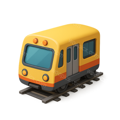 3D Subway Train Icon in Isometric View