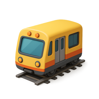 3D Subway Train Icon in Isometric View
