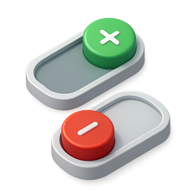 3D Toggle Switches with Green and Red Buttons