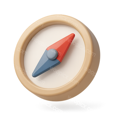 Stylized 3D Compass Needle Icon with Isometric Design