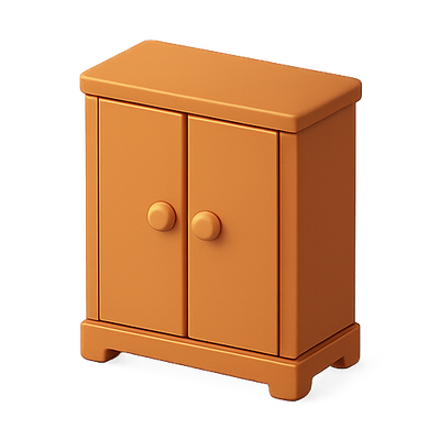 Stylized Orange Nightstand with Two Doors