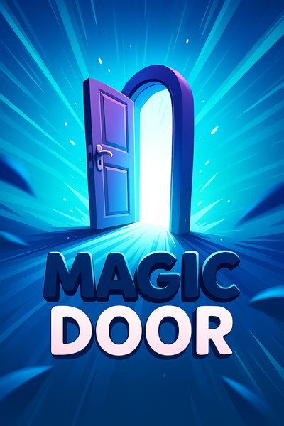 Dynamic Magic Door Illustration with Vibrant Colors