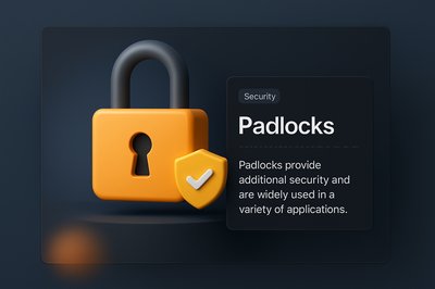 3D Illustration of Security Padlocks with Informative Design