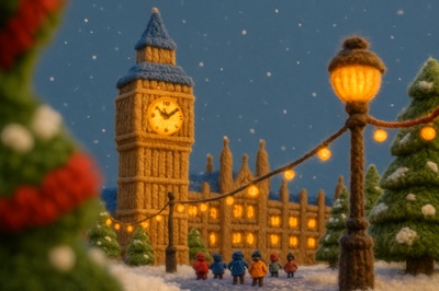 Whimsical Woolen Big Ben Scene for Christmas