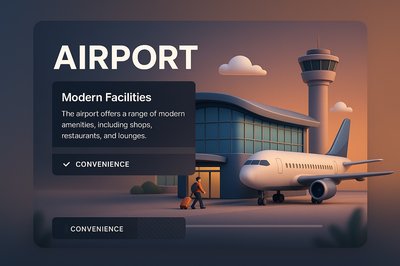 3D Illustration of a Modern Airport with Integrated Design Elements