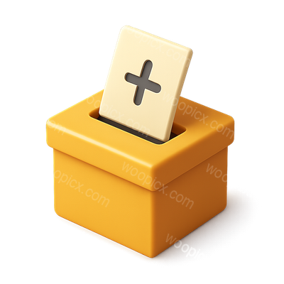3D Icon of a Ballot Box with a Ballot Inserted