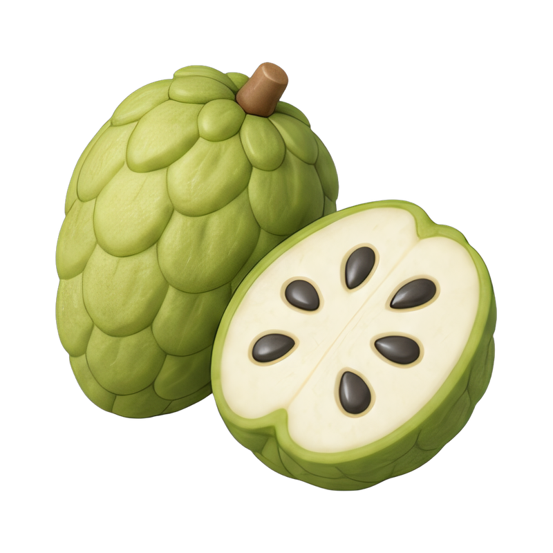 freshly cut cherimoya fruit