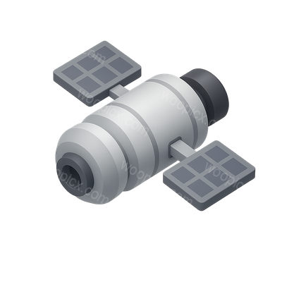 Stylized 3D Space Station Module Icon in Isometric View
