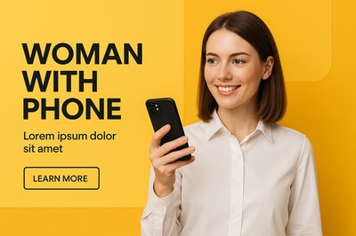 Modern Corporate Design Featuring Woman with Phone