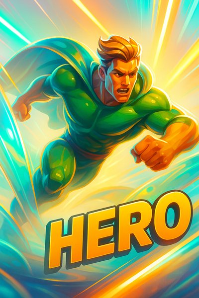 Dynamic Neon Superhero Illustration with Glowing Accents
