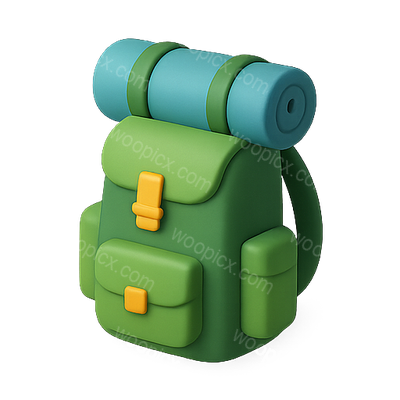 3D Rendered Backpack with Camping Gear