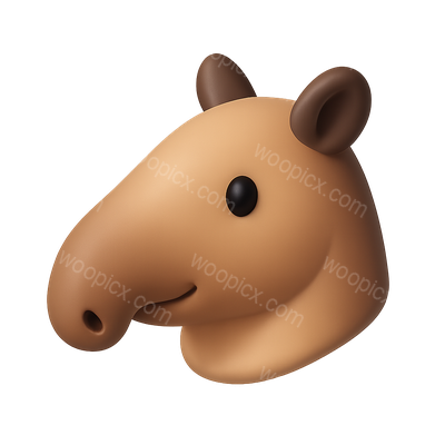 Stylized 3D Tapir Icon with Isometric View