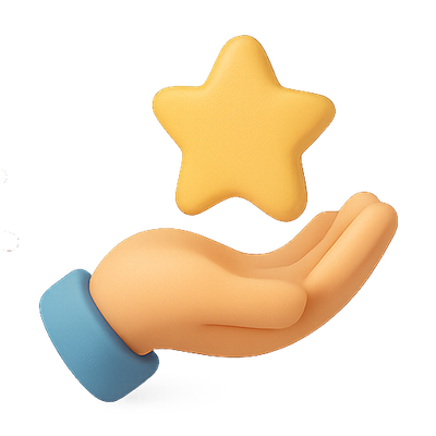 Illustrative Hand Icon with Star Emblem