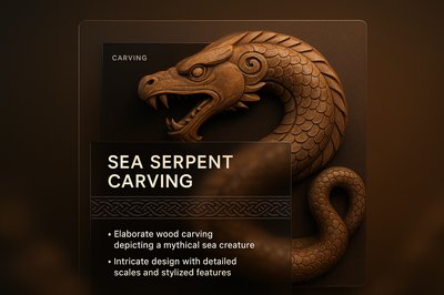 Intricate Sea Serpent Carving in Elegant Design
