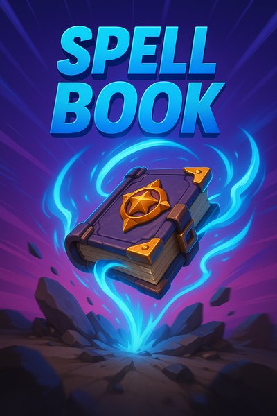 Dynamic Spell Book Design with Vibrant Colors and Depth