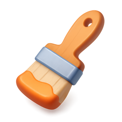 Stylish 3D Paintbrush Icon with Isometric Design