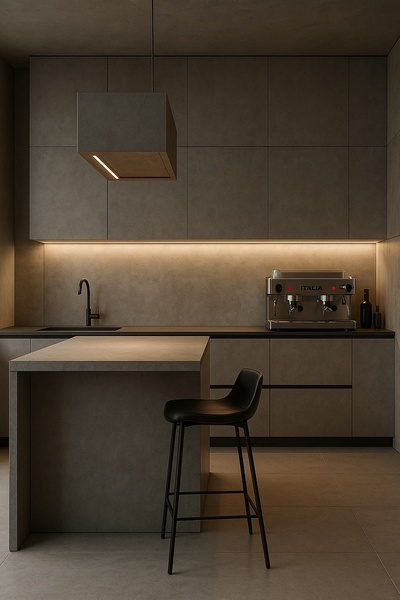 Modern Minimalist Kitchen with Soft Lighting