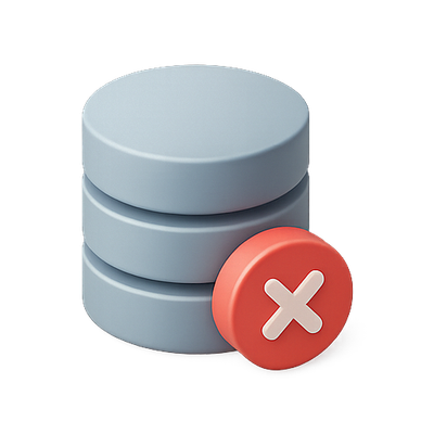 3D Data Storage Icon with Error Indicator