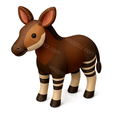 3D Okapi Icon in Isometric View with Transparent Background