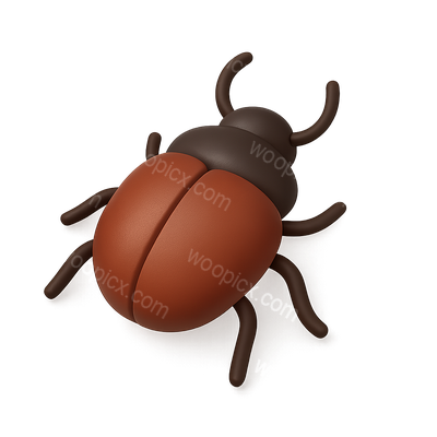 3D Beetle Icon with Isometric View and Transparent Background