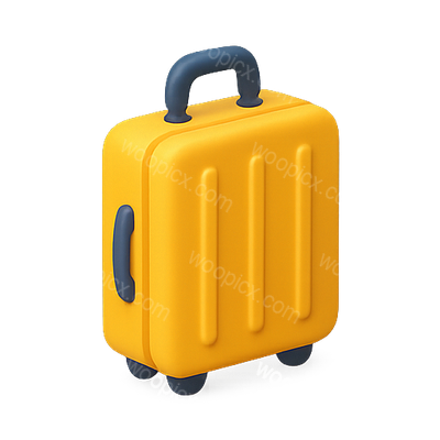 3D Render of a Yellow Suitcase with Wheels