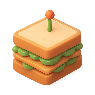 3D Render of a Colorful Sandwich Icon