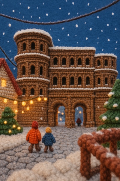 Winter Scene in Trier with Cozy Holiday Atmosphere
