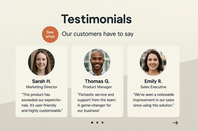 Engaging Testimonials Section Design with Realistic Visuals