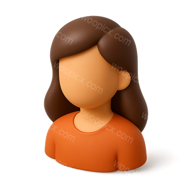 Stylized 3D Isometric Icon of a Person with Brown Hair