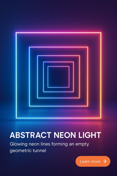 Abstract Neon Light Tunnel with Glowing Lines