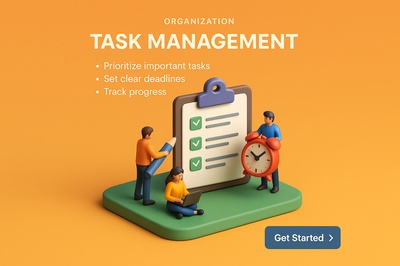 Colorful 3D Scene of Task Management in Action